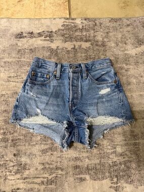 Levi's Distressed Light Blue Denim Cutoff Shorts